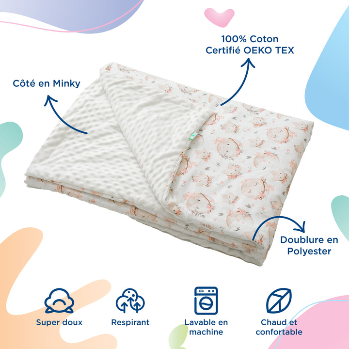 Couverture en Coton et Minky#couleur_aster-white