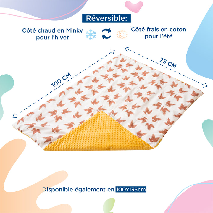 Couverture en Coton et Minky#couleur_ear-of-wheat