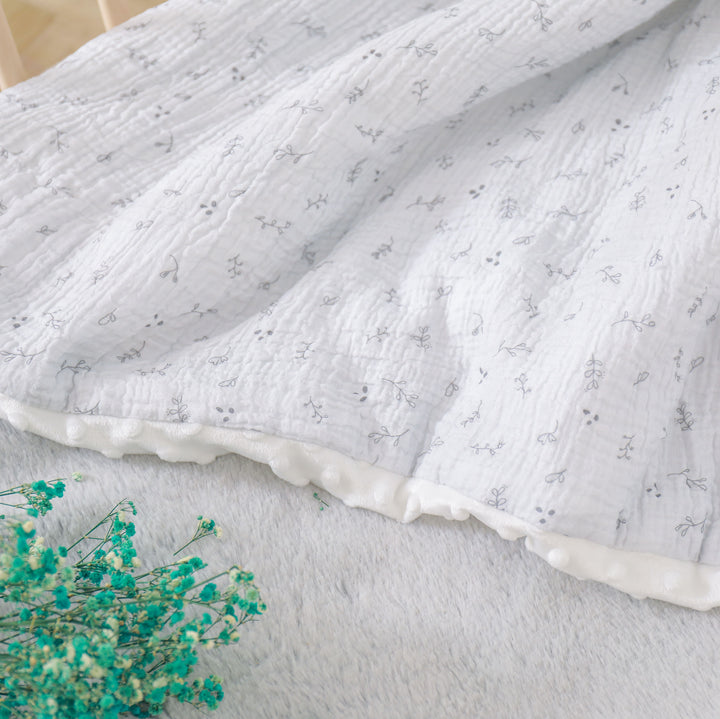 Couverture enfant en mousseline et minky#couleur_gray-clover