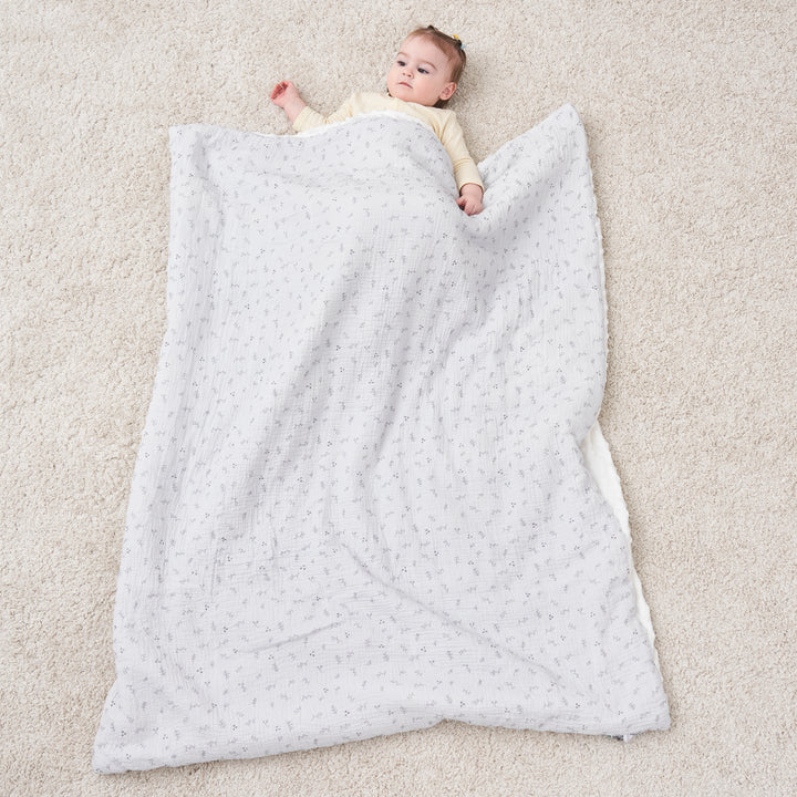 Couverture enfant en mousseline et minky#couleur_gray-clover