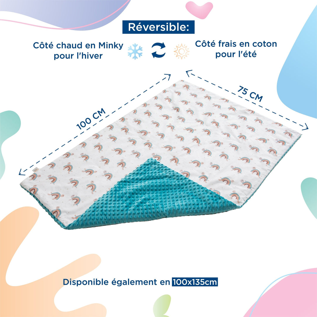 Couverture en Coton et Minky#couleur_turtle-rainbow