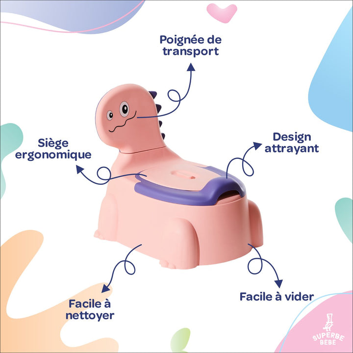 Pot bébé d'apprentissage de la propreté - DINO#couleur_rose