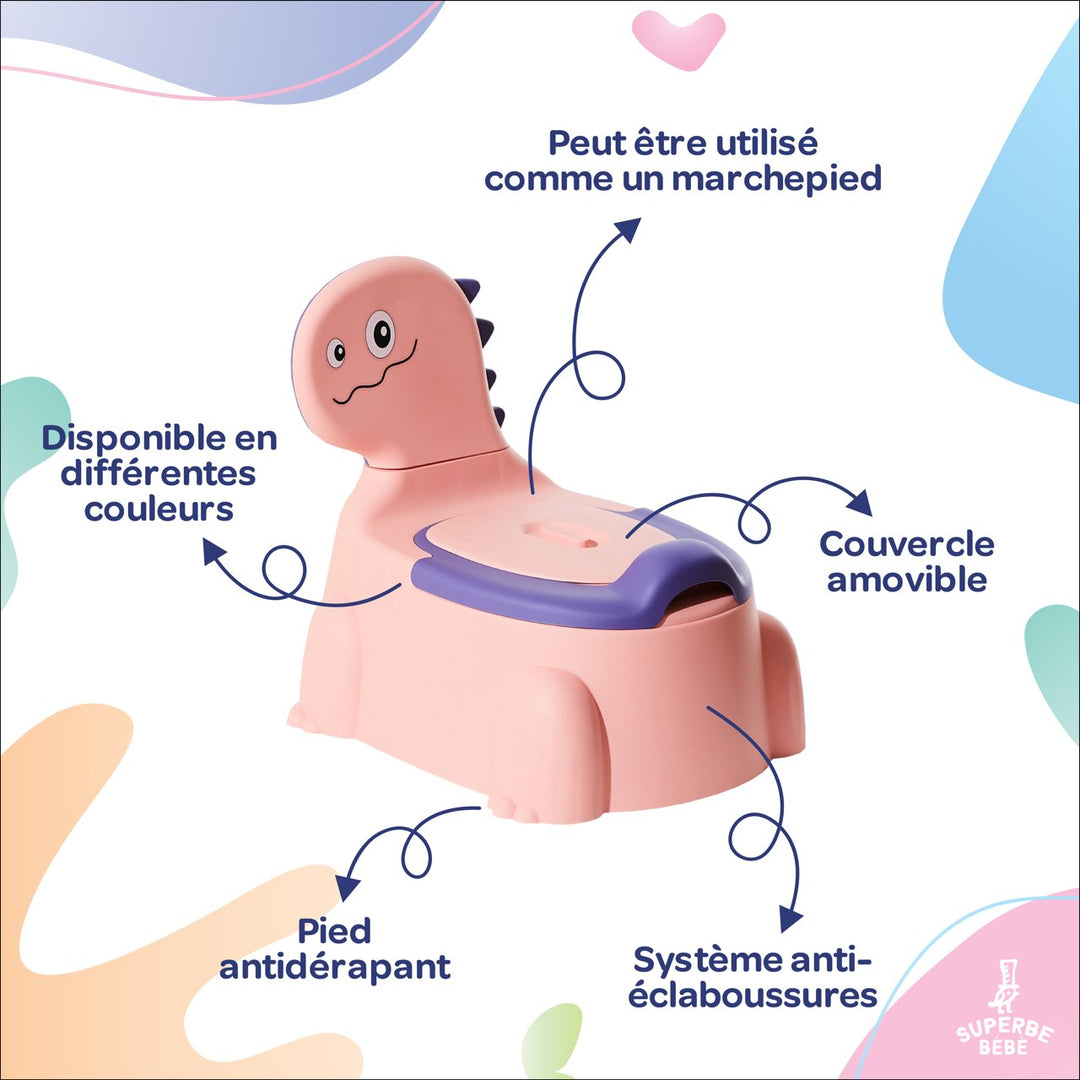 Pot bébé d'apprentissage de la propreté - DINO#couleur_rose