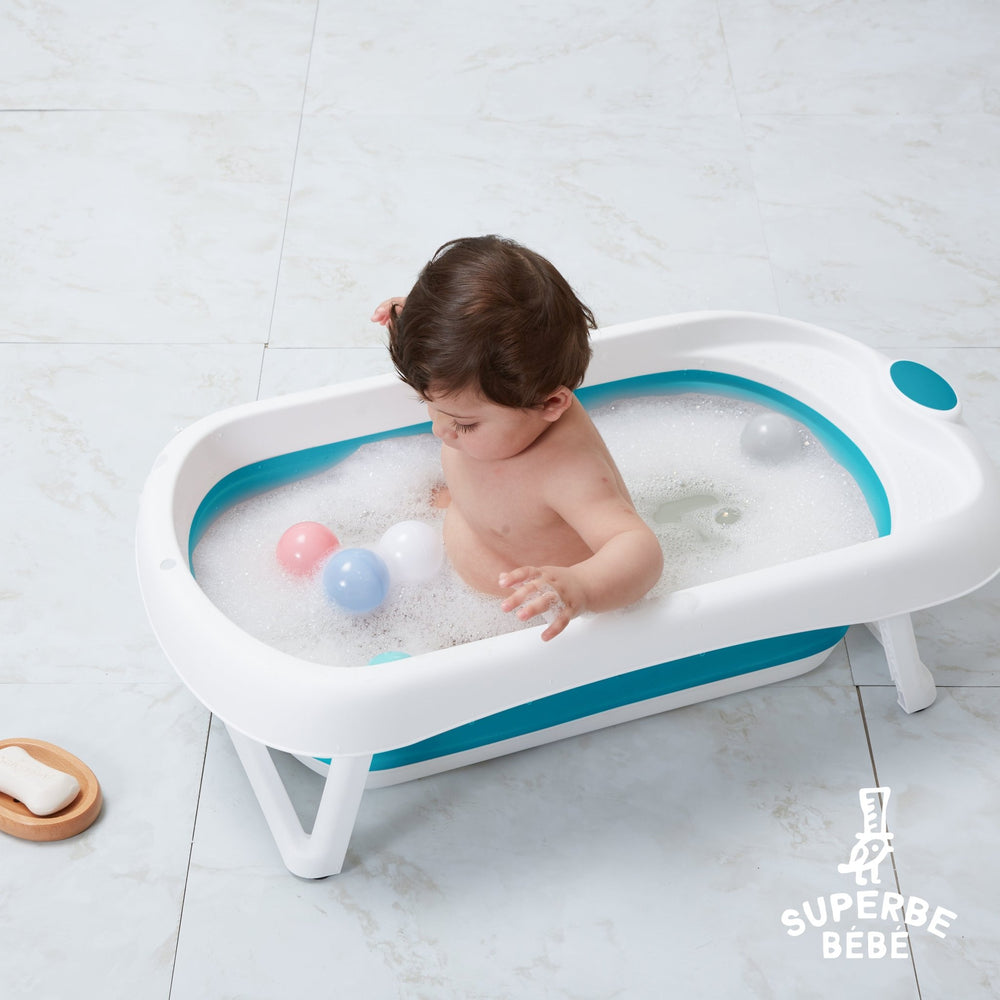 Baignoire bébé pliable - Thermomètre et coussin inclus#couleur_navy-blue